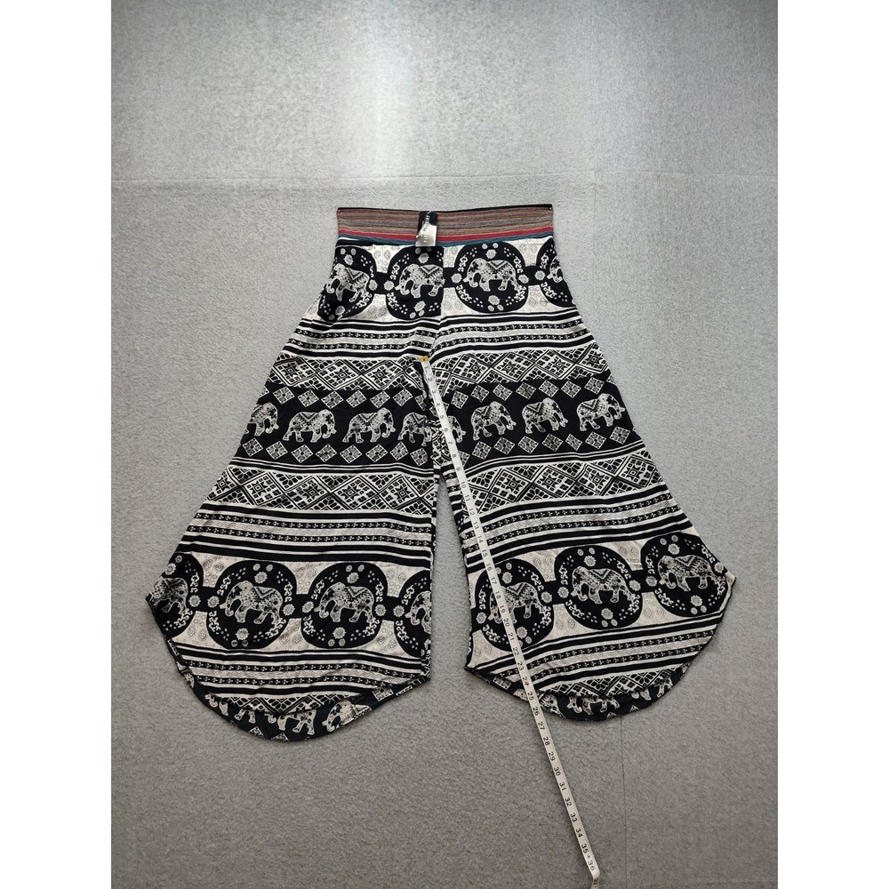 Fashion Nova Women Pant‎ L Black White Animal Print Wide Leg Bohemian Pull On - Picture 10 of 15